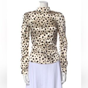 Reformation Polka Silk Ink Blot Blouse